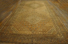1930's Camel Tribal Medallion Central Asian Khotan Carpet 8'8" x 17'4" Wool Rug