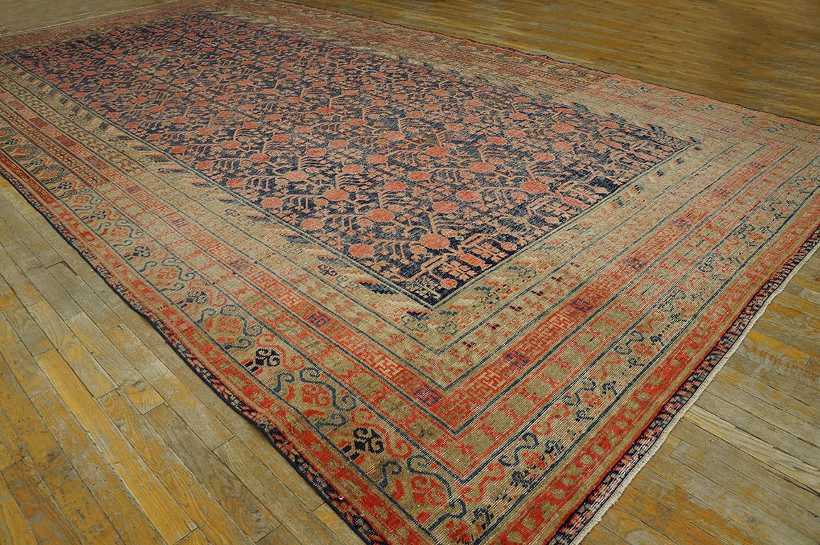 Chinese Early 20th Century Central Asian Khotan Carpet ( 9' x 17' 6