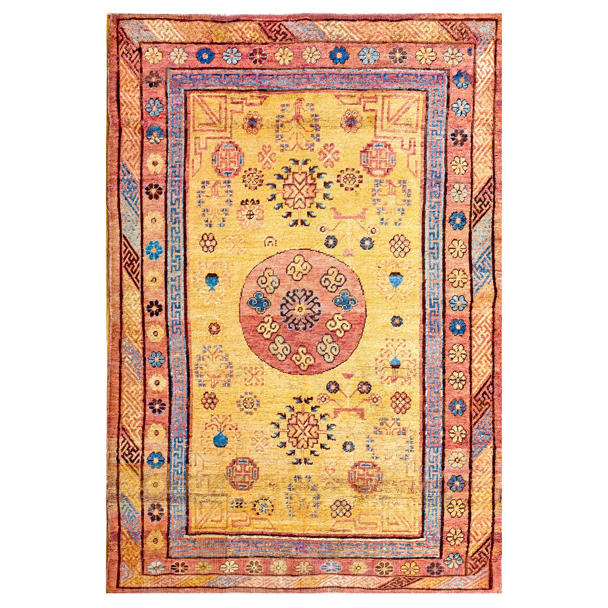Early 19th Century Central Asian Chinese Khotan Carpet (4'10" x 7' - 147 x 213 )