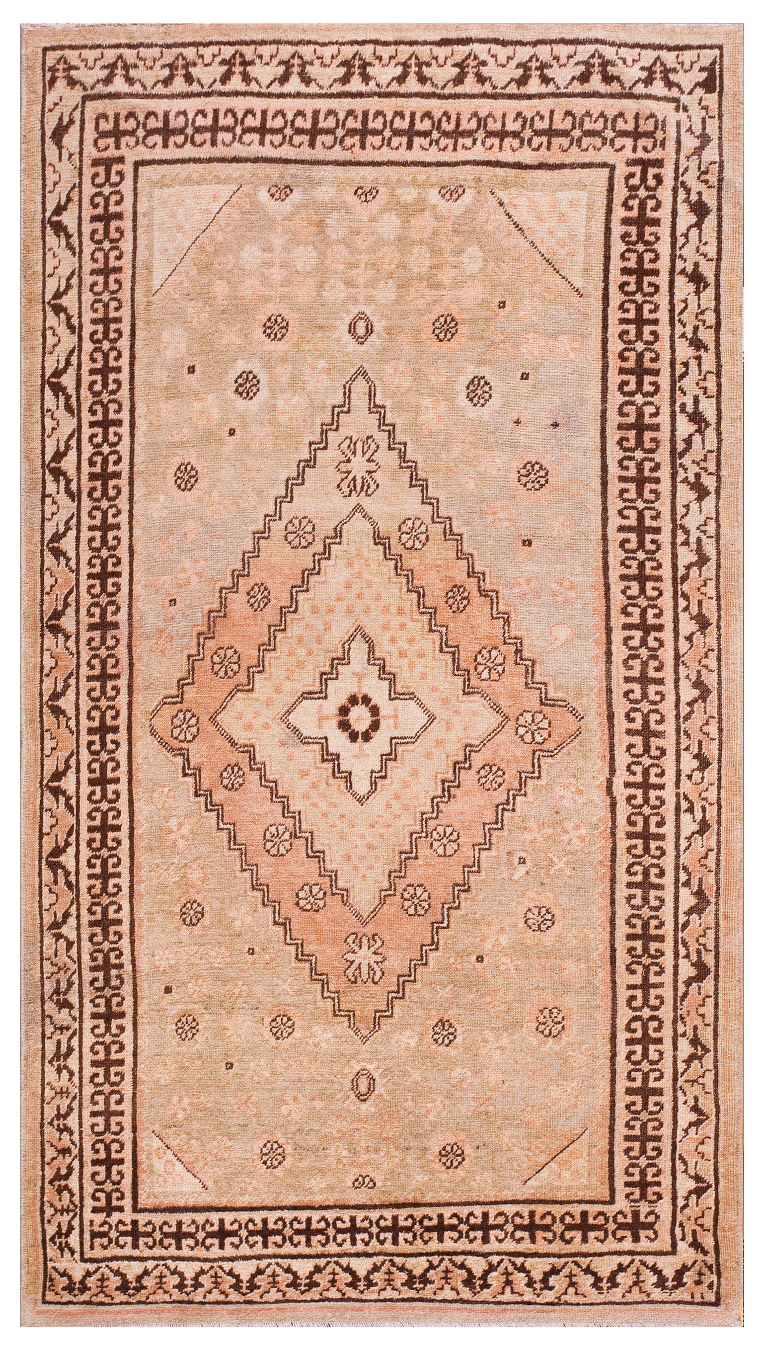 Tappeto Khotan cinese dell'Asia centrale dell'inizio del XX secolo ( 4'3" x 8' - 130 x 244 ) in vendita