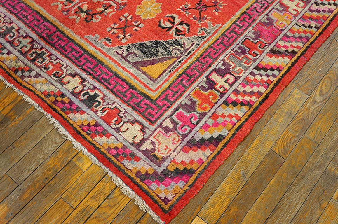 Wool Early 20th Century Central Asian Khotan Carpet ( 5'2