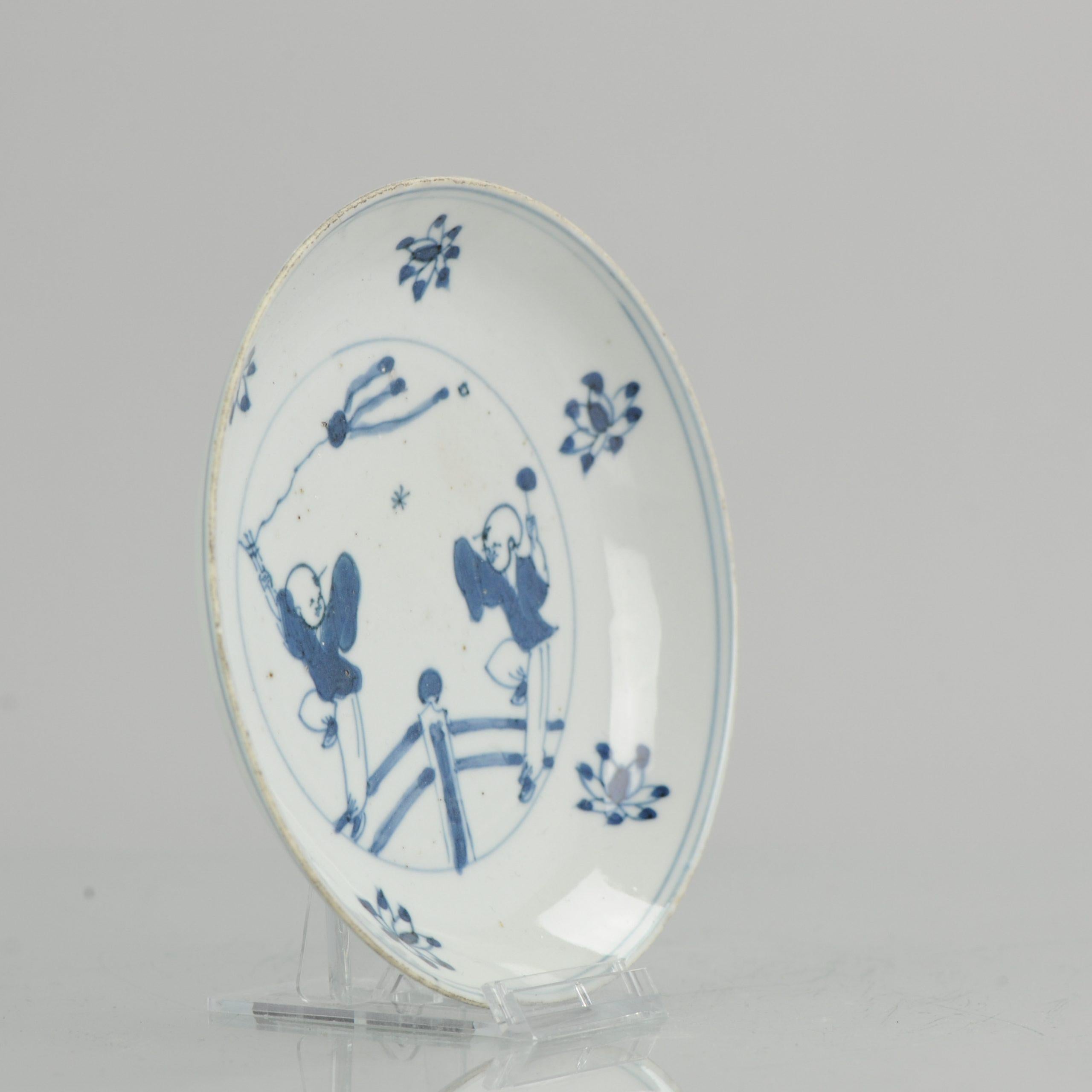 Antique Chinese Kssometsuke 17th Century Porcelain Ming Transitional Boys Flying 6