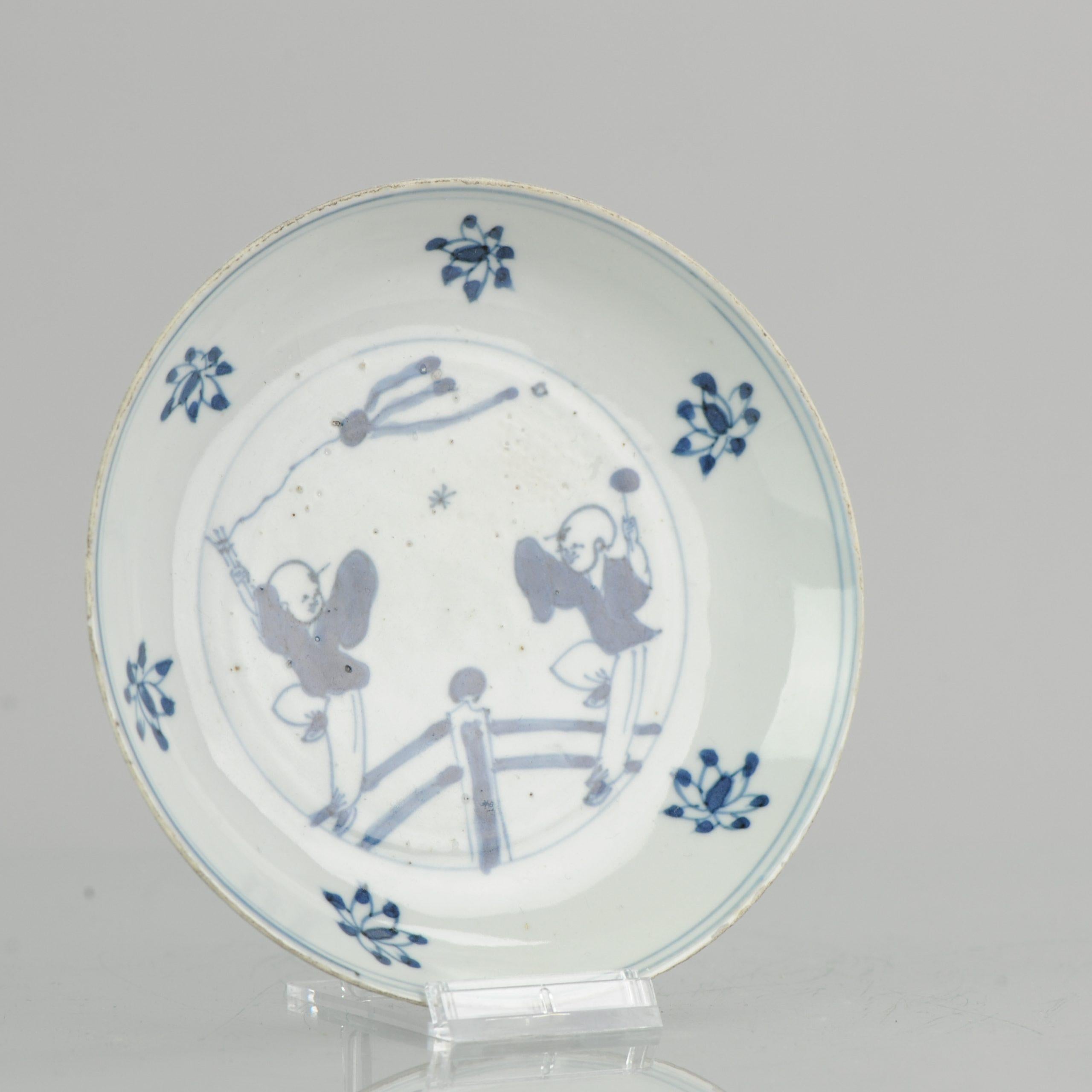 Antique Chinese Kssometsuke 17th Century Porcelain Ming Transitional Boys Flying 7