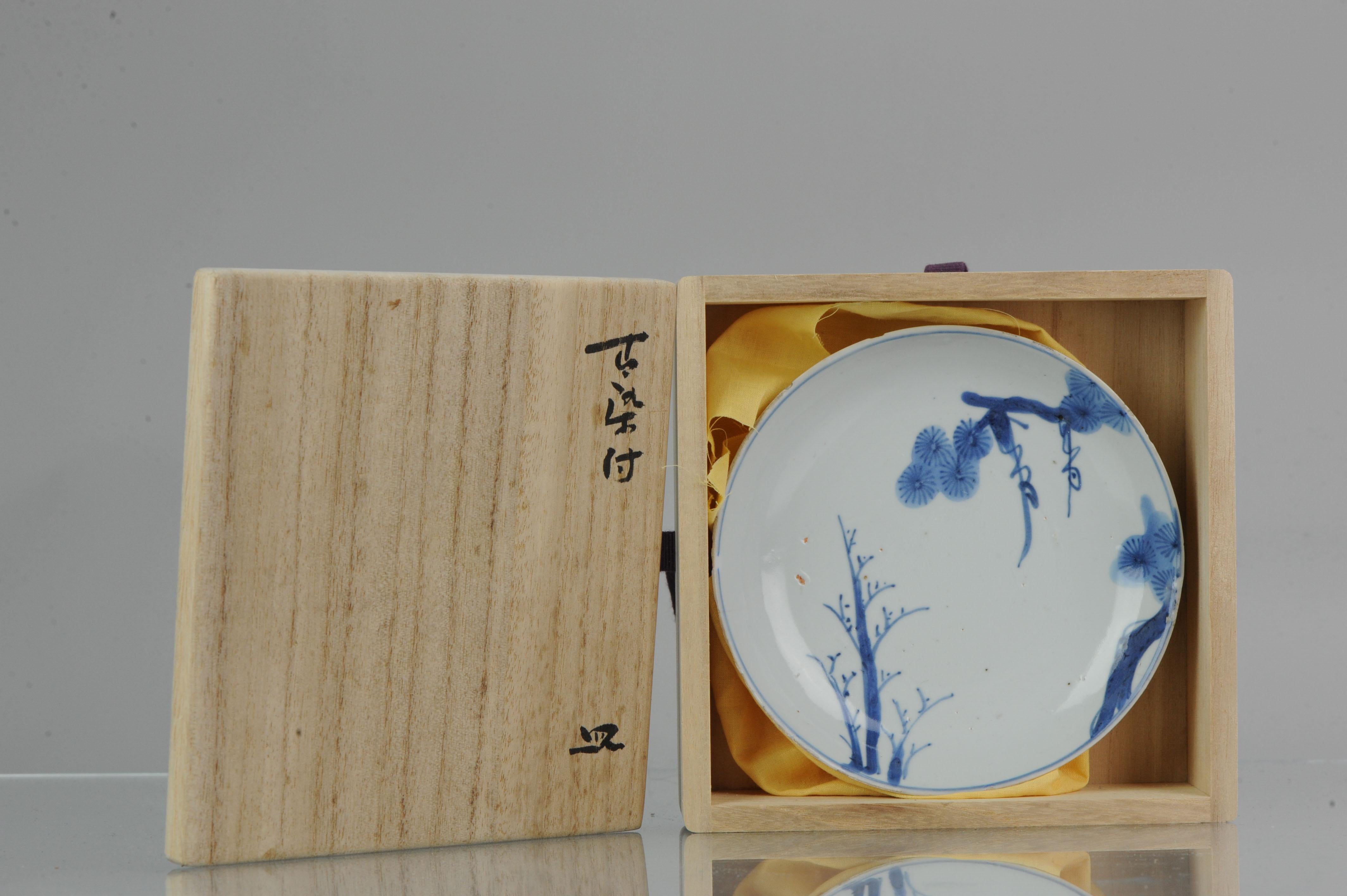 18th Century and Earlier Antique Chinese Kosometsuke Tianqi/Chongzhen Plate Porcelain Winter Landscape For Sale