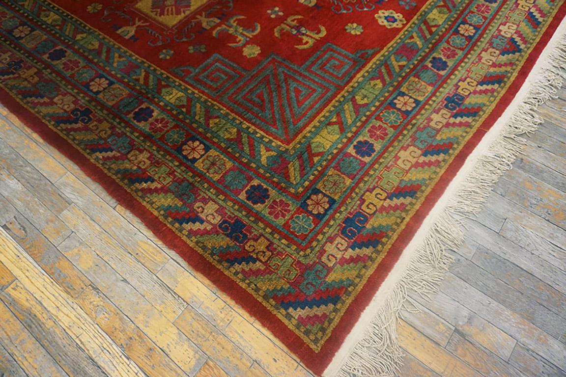 Hand-Knotted Early 20th Century Central Asian Chinese Khotan Carpet (8'7