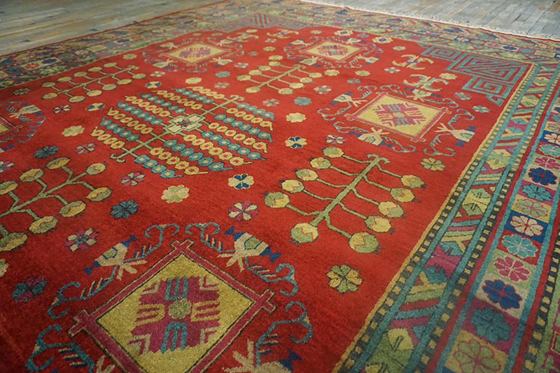 Wool Early 20th Century Central Asian Chinese Khotan Carpet (8'7