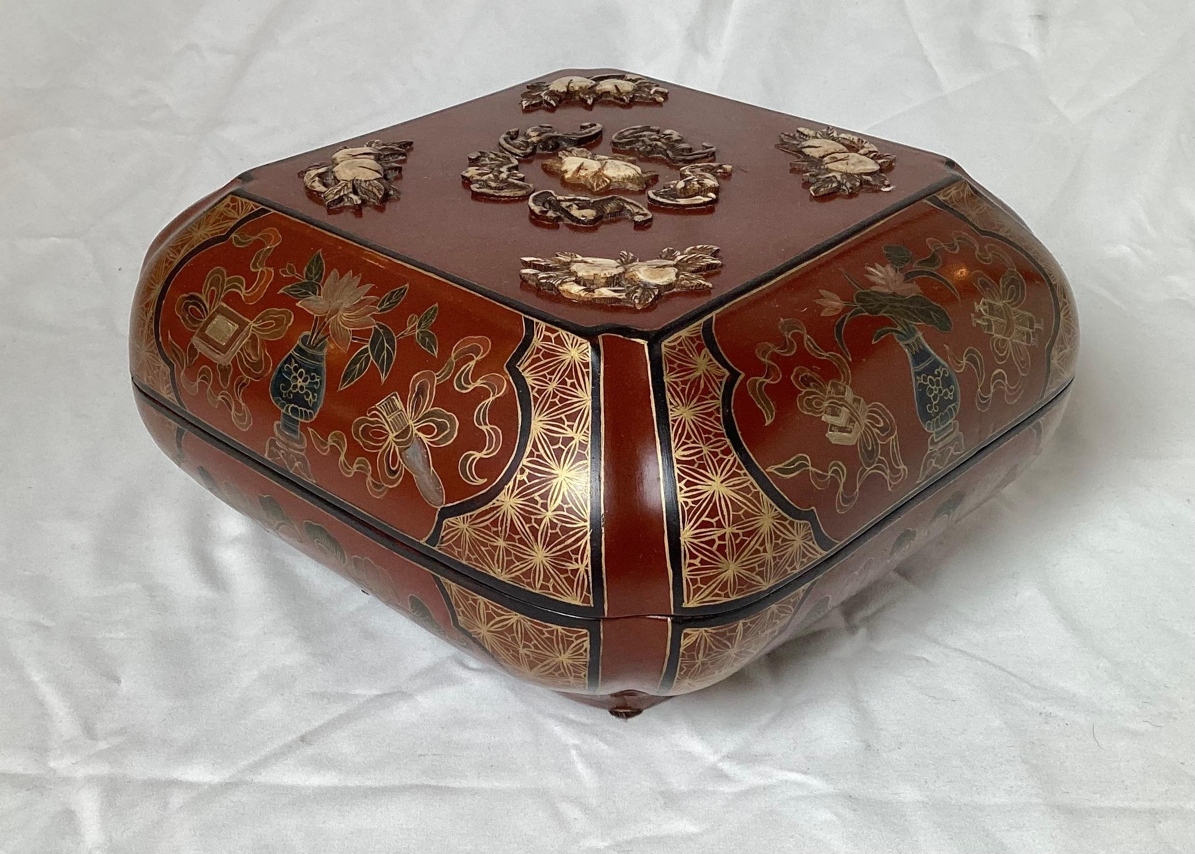 Early 20th Century Antique Chinese Lacquer Table Box 1920's For Sale