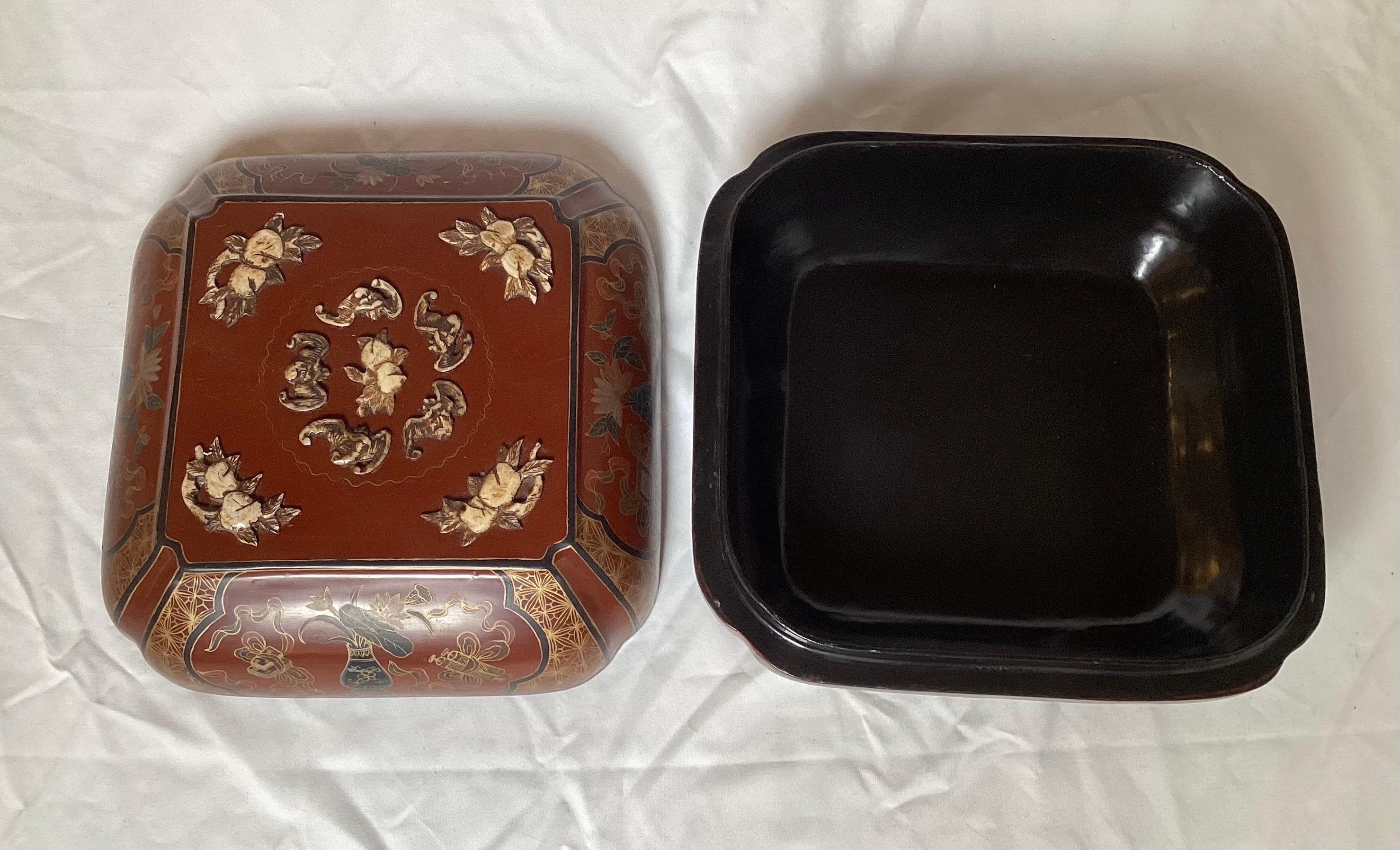 Antique Chinese Lacquer Table Box 1920's For Sale 1