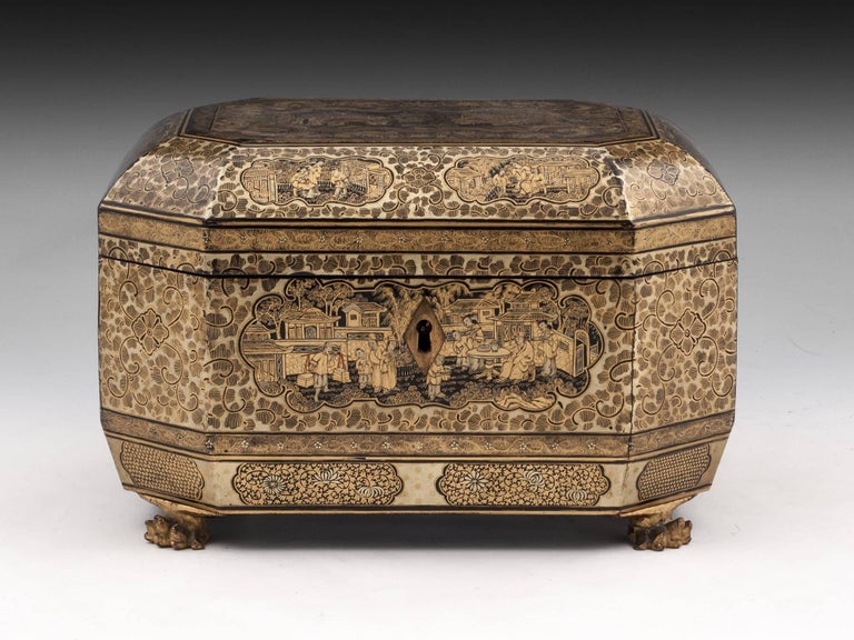 Antique Chinese Lacquer Tea Chest, 19th Century at 1stDibs