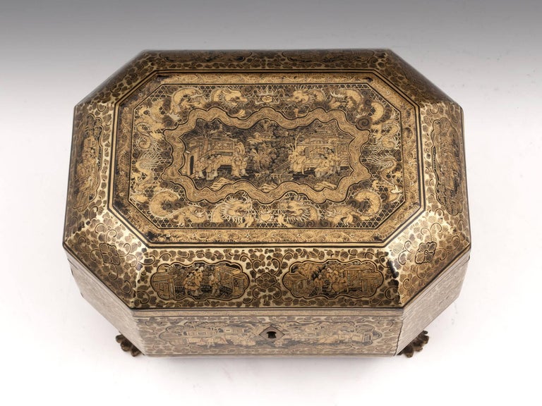 Antique Chinese Lacquer Tea Chest, 19th Century at 1stDibs