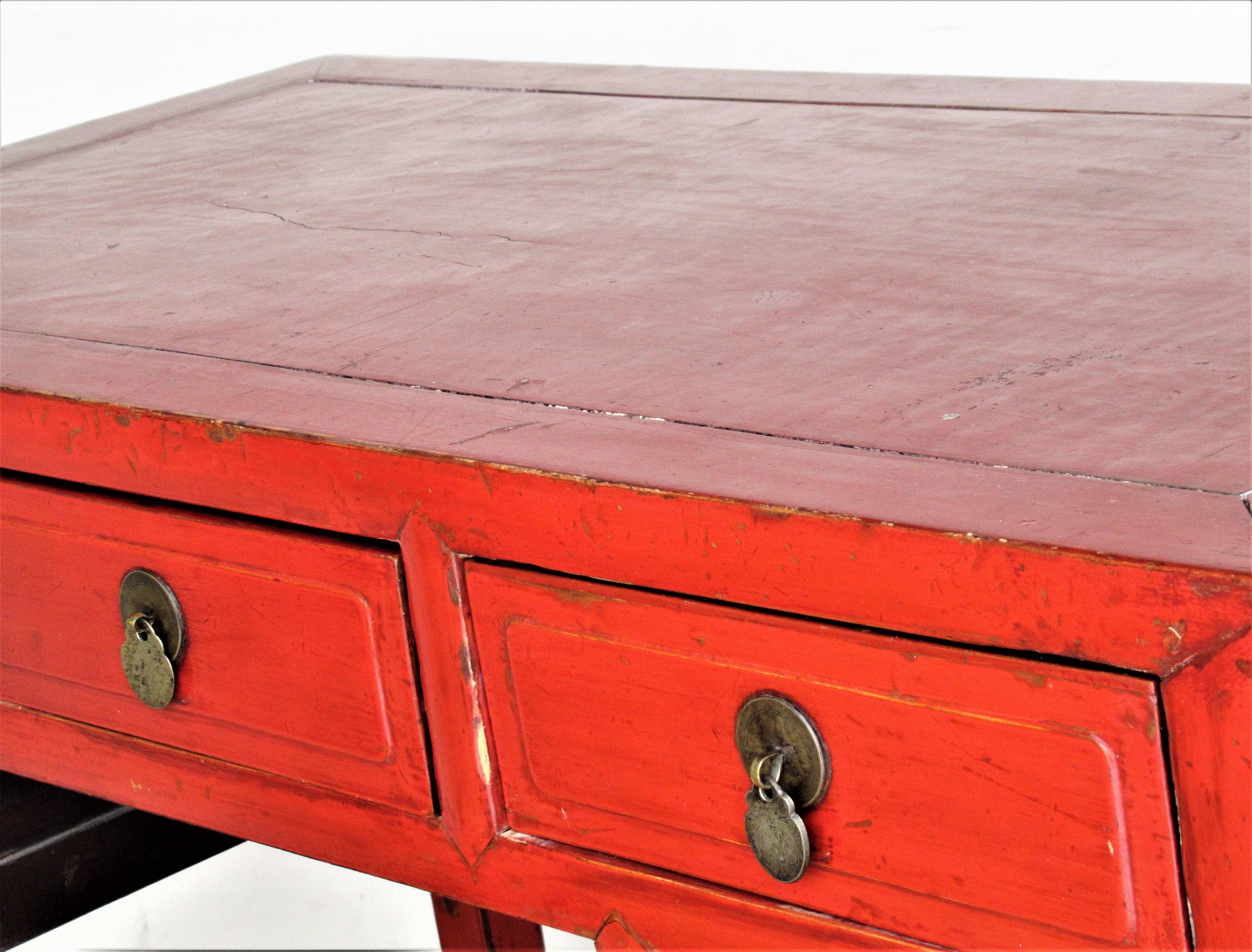 Mesa consola antigua china lacada Qing