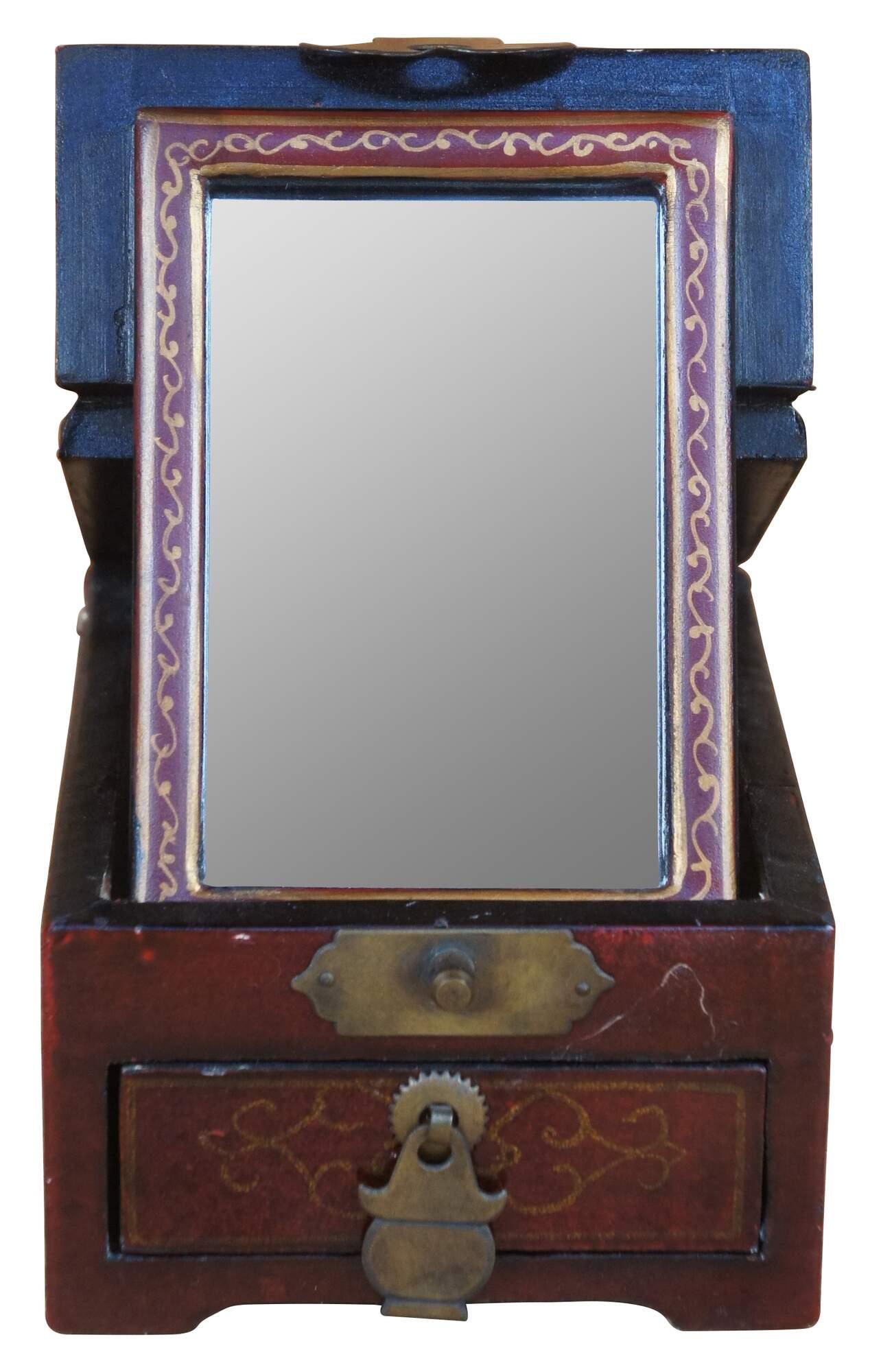 antique chinese jewelry box with mirror