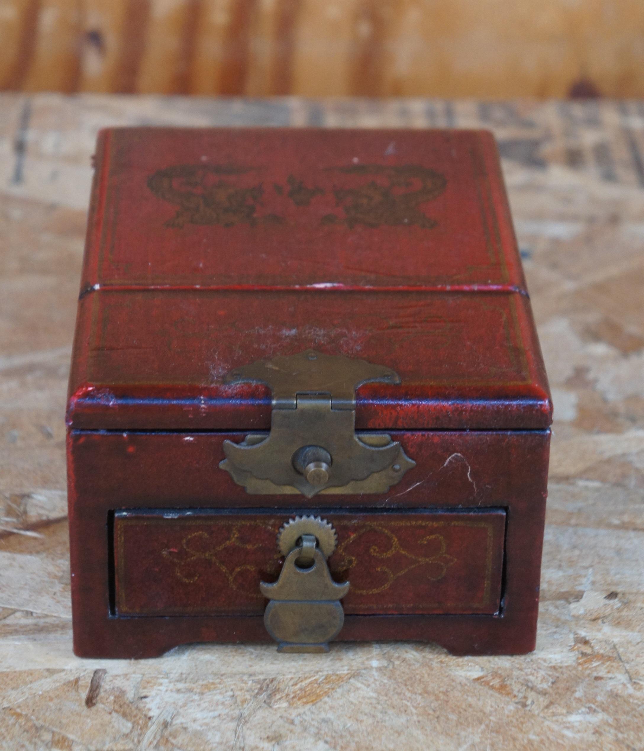 antique wooden jewelry box with mirror