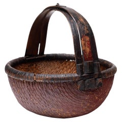 Antique Chinese Lacquered Market Basket, Early 20th Century