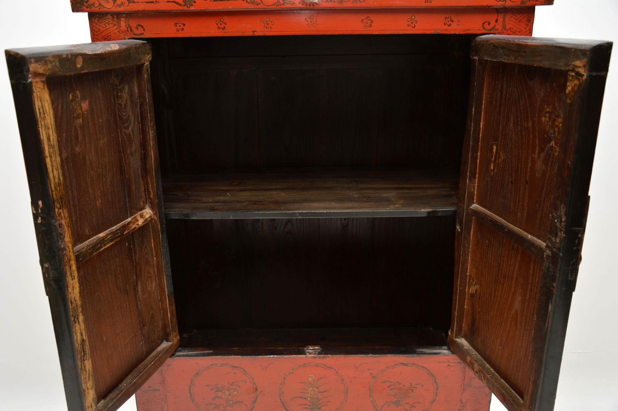 Antique Chinese Lacquered Wedding Cabinet 1