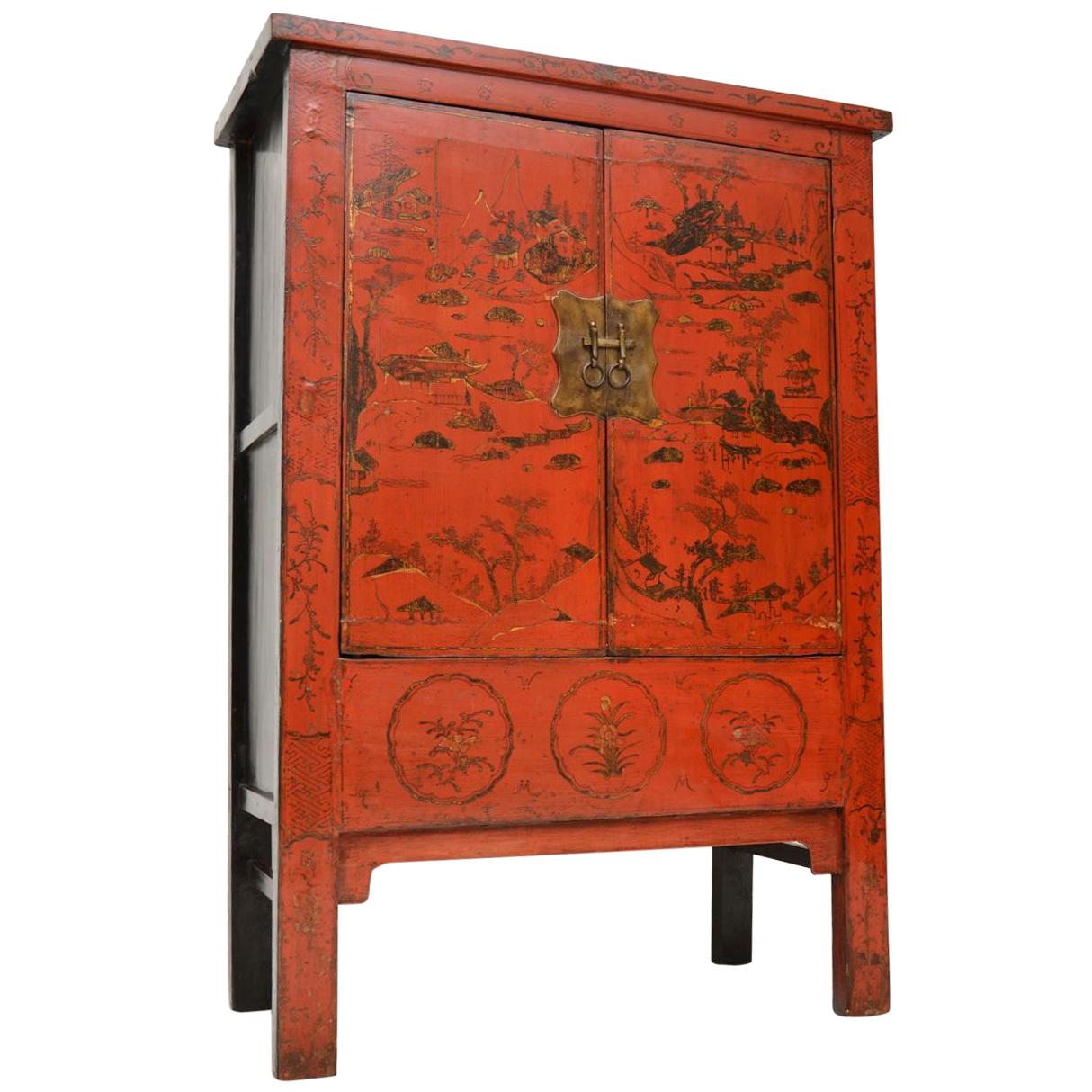 Antique Chinese Lacquered Wedding Cabinet