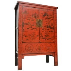 Antique Chinese Lacquered Wedding Cabinet