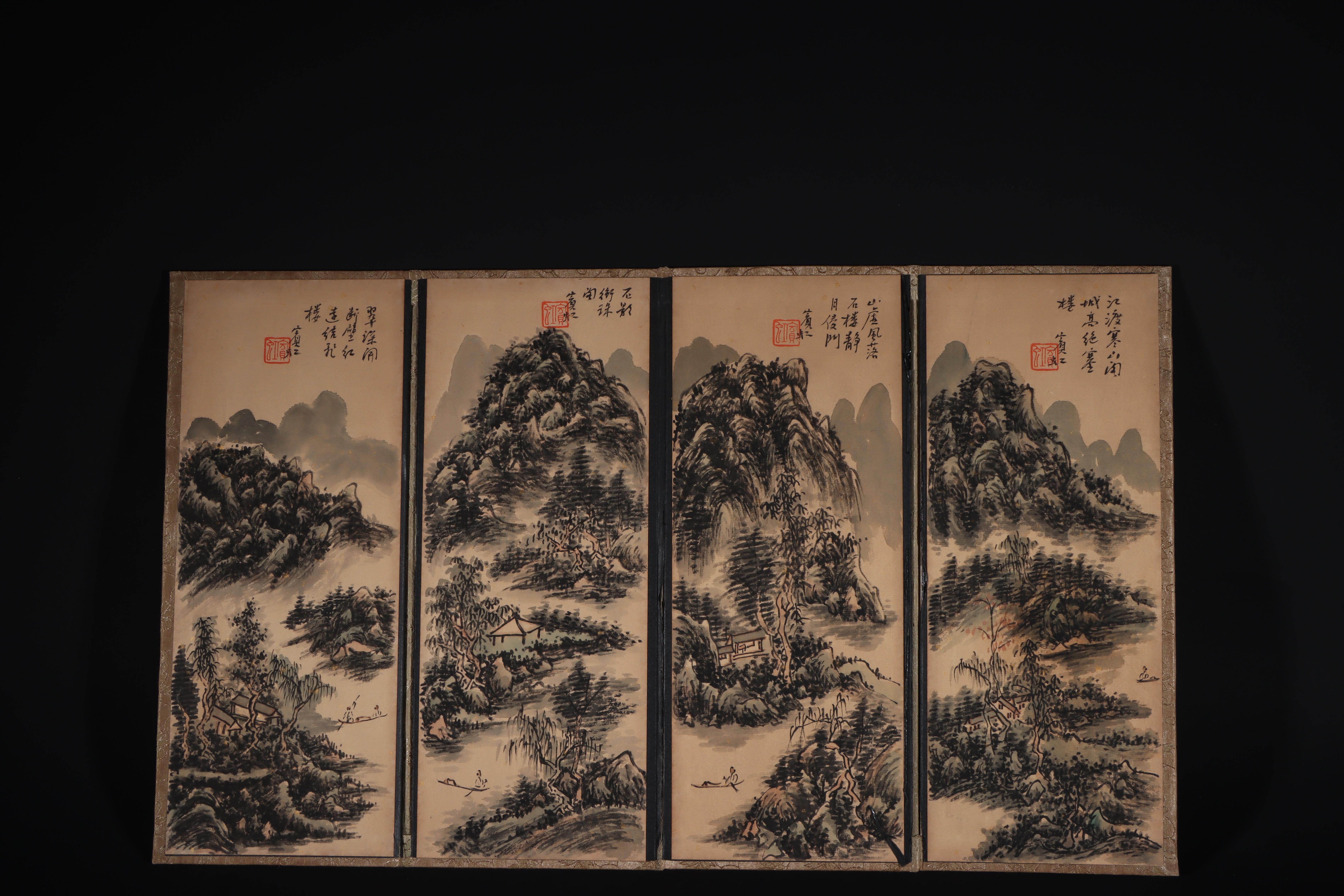 Pintura china antigua de paisaje con la marca de Huang Binghong en venta 6