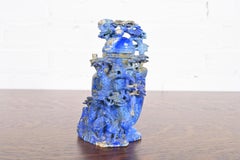 Antique Chinese Lapis Lazuli Birds and Tree Lidded Jar