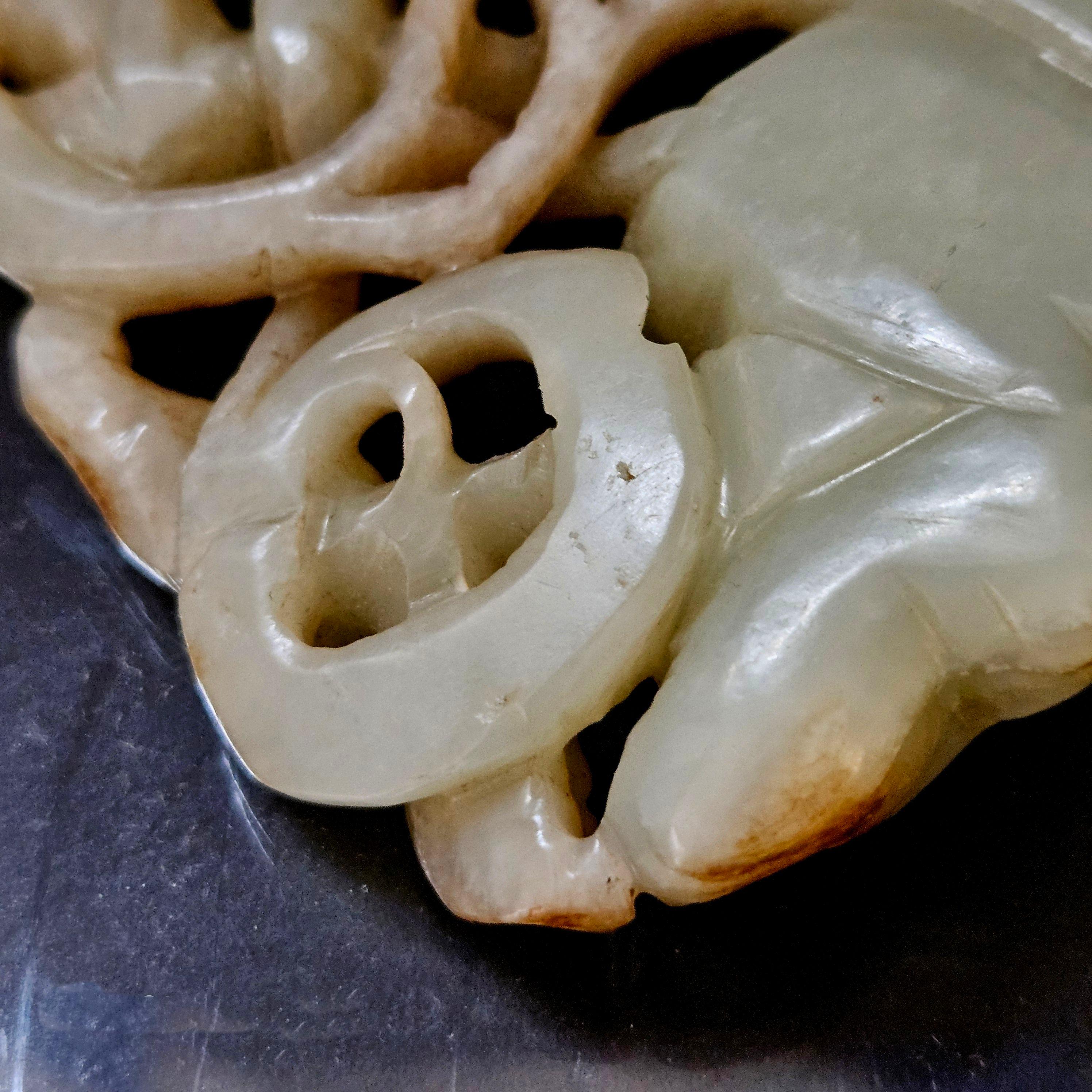 Antique Chinese Large Carved Jade Pendant  19th Century For Sale 7