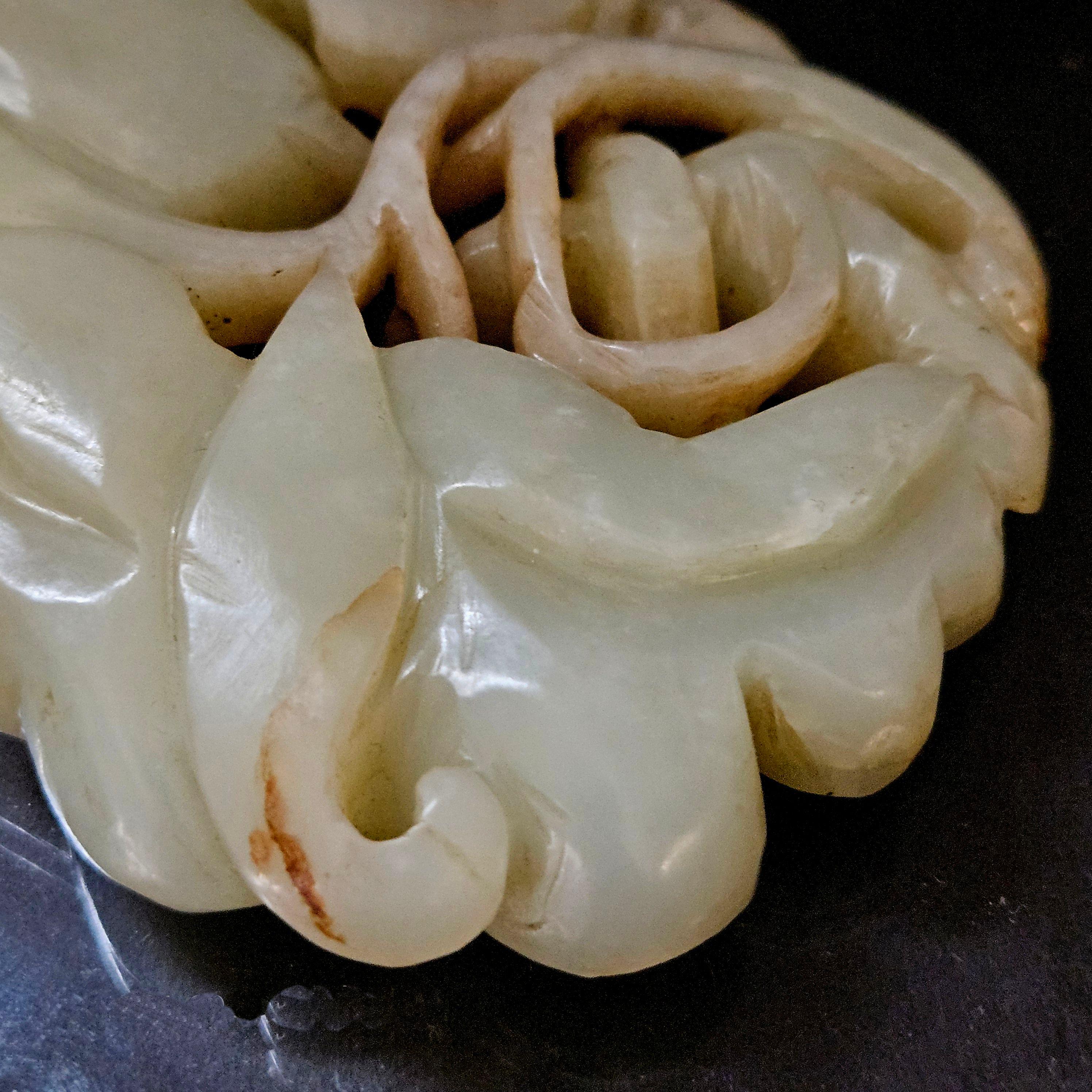 Antique Chinese Large Carved Jade Pendant  19th Century For Sale 9