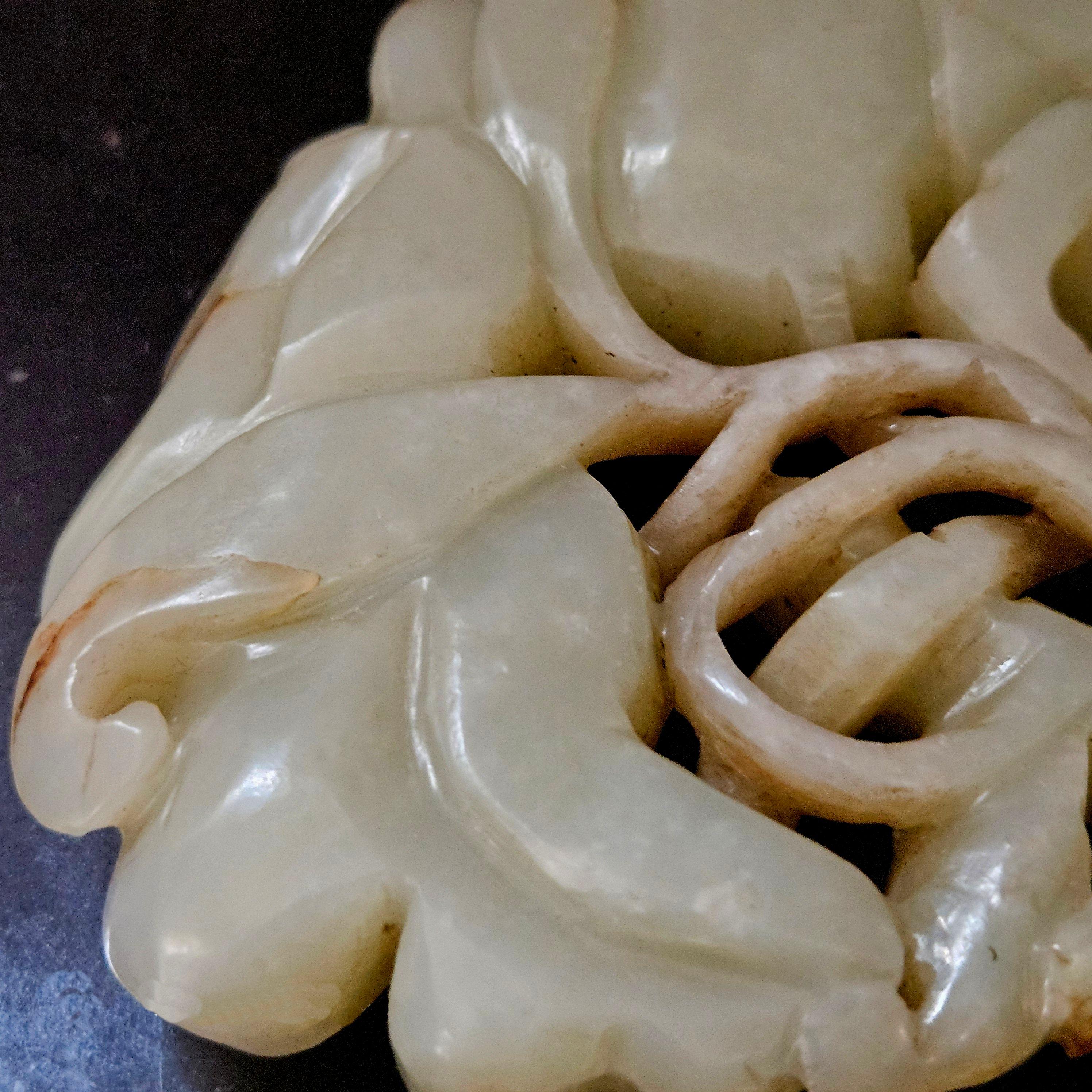 Antique Chinese Large Carved Jade Pendant  19th Century For Sale 10