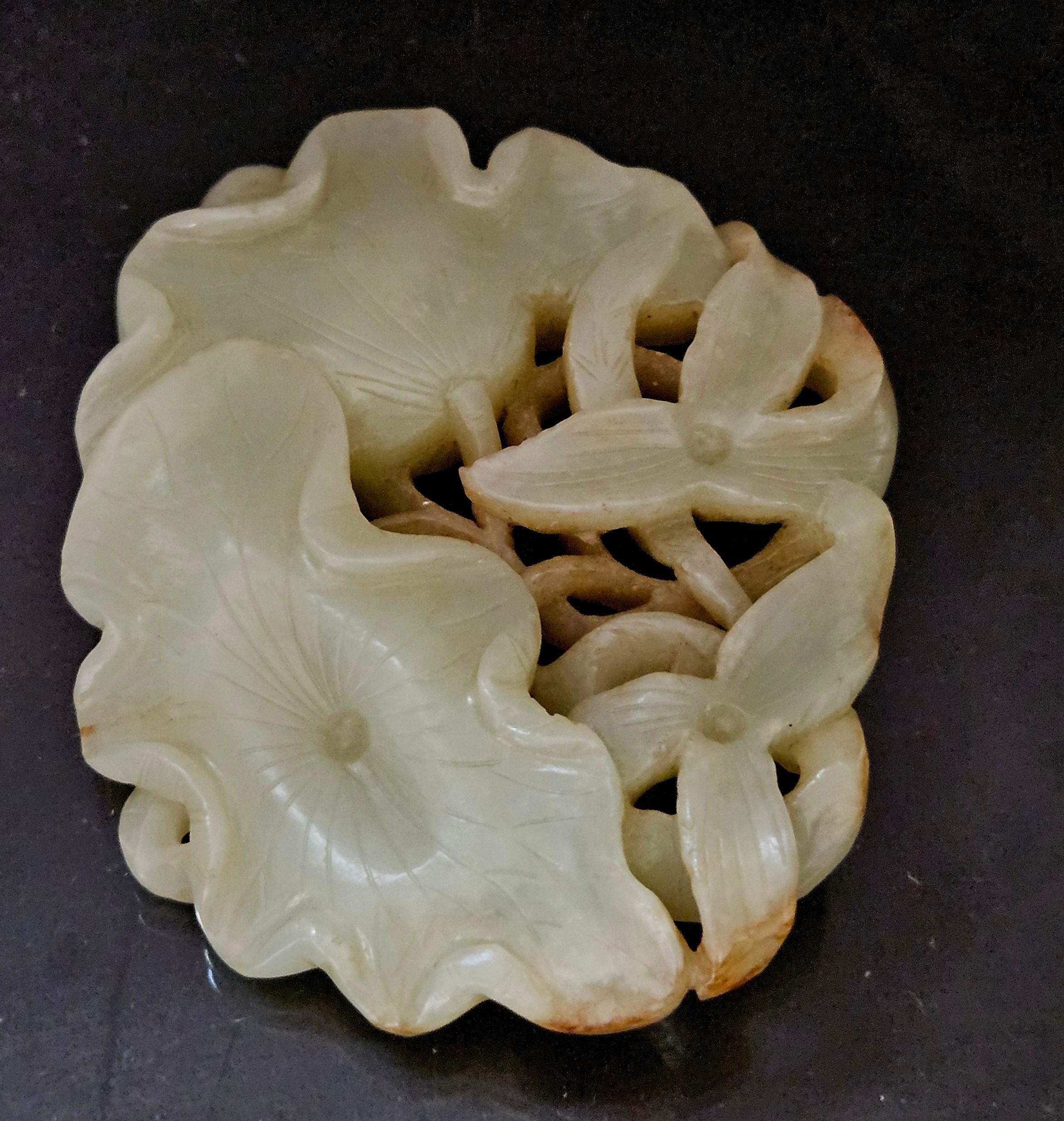 Other Antique Chinese Large Carved Jade Pendant  19th Century For Sale