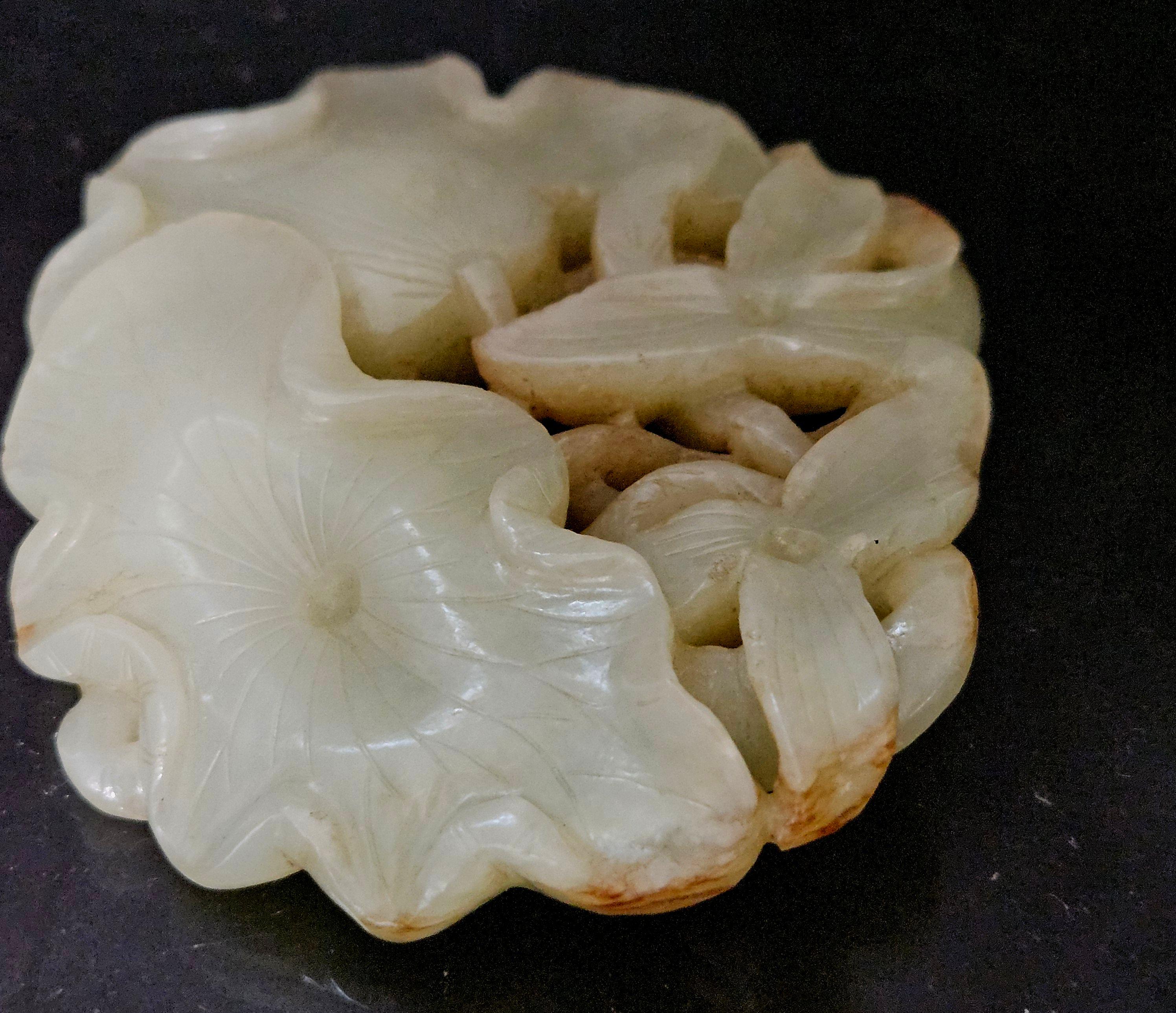 Hand-Carved Antique Chinese Large Carved Jade Pendant  19th Century For Sale