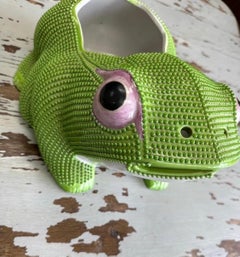 Antique Chinese Large Porcelain Green Frog Planter Cachepot