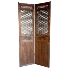 Antique Chinese Lattice Entry Doors, Room Divider Screen