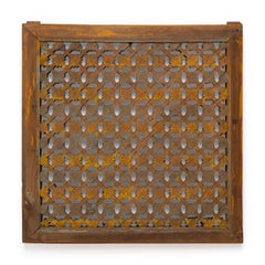 Panel antiguo chino para ventana enrejada con tallas de la «flor de la paz»