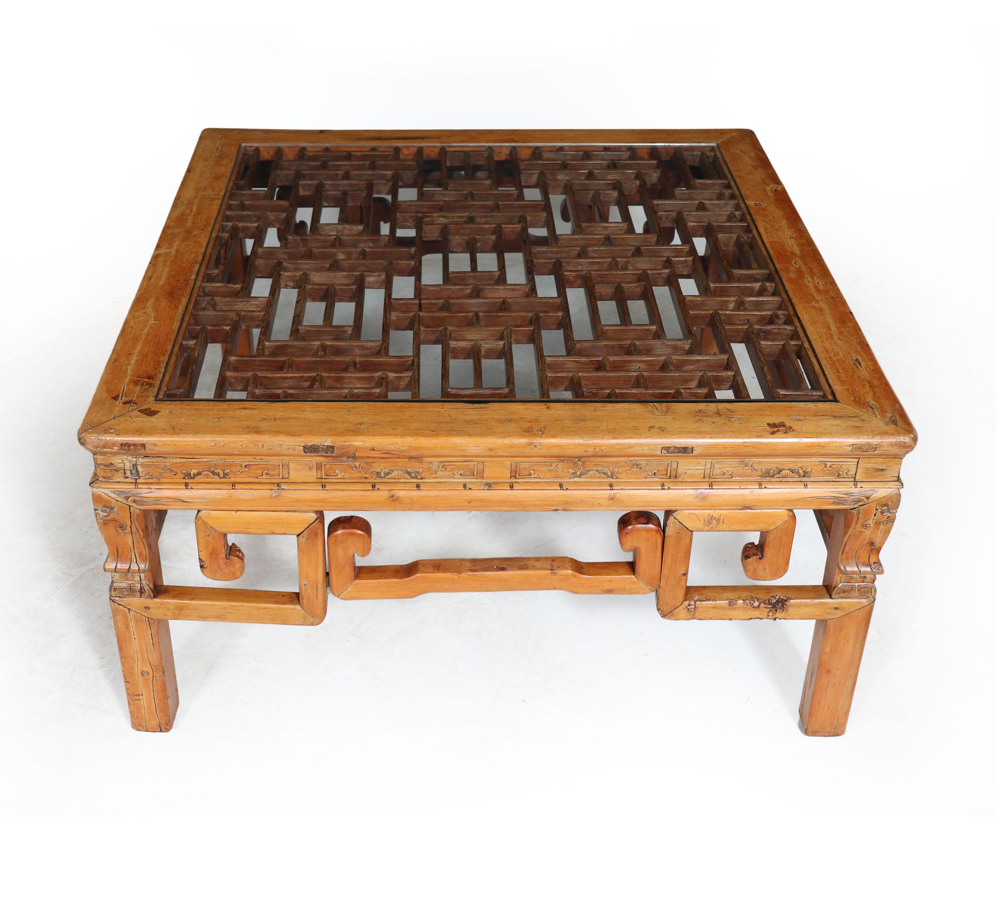 Antique Chinese Lattice Work Coffee Table In Good Condition For Sale In Paddock Wood Tonbridge, GB
