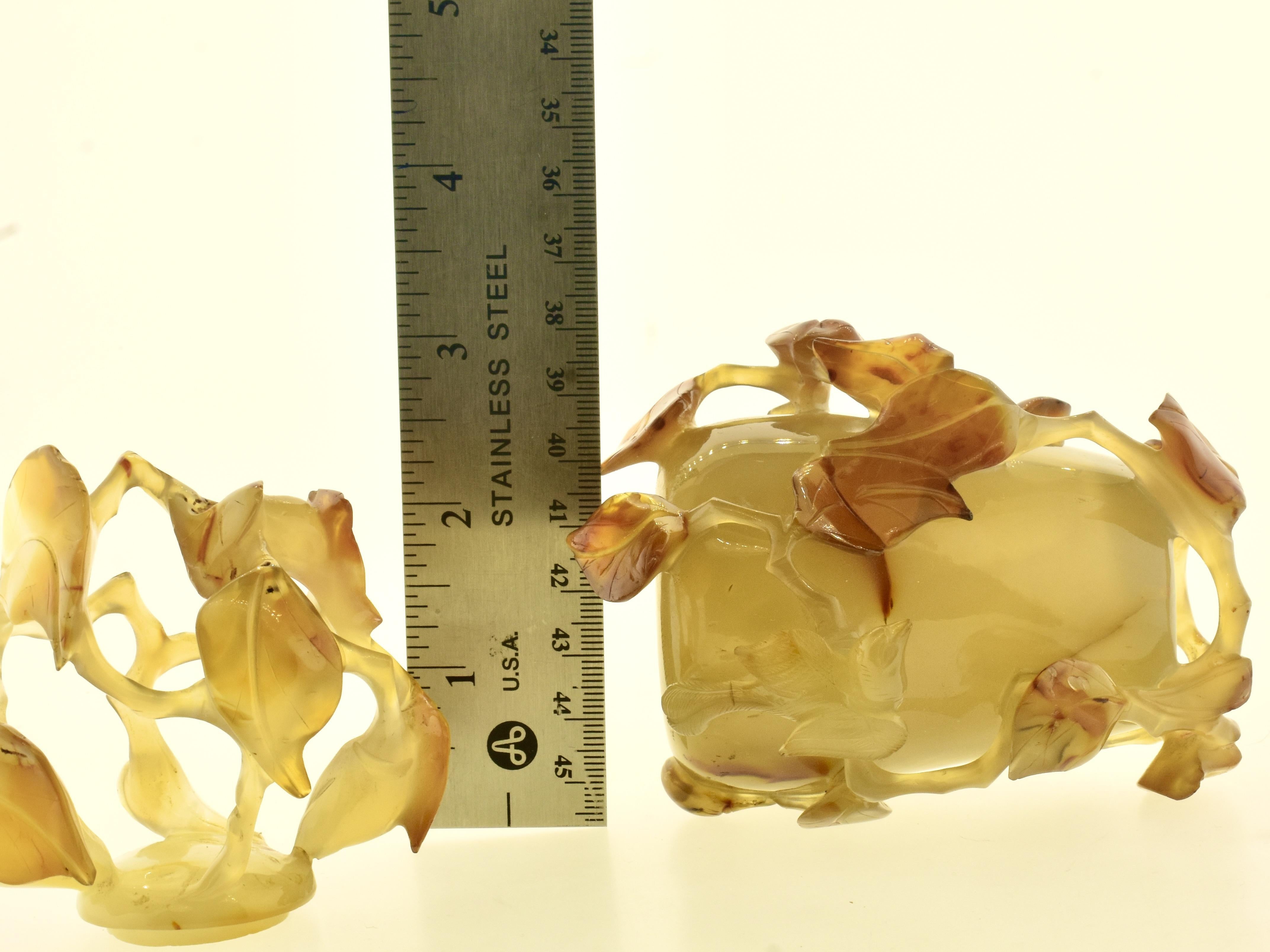 Antigua botella, jarrón o vasija china de ágata con tapa, dinastía Qing, c. 1900. en venta 4