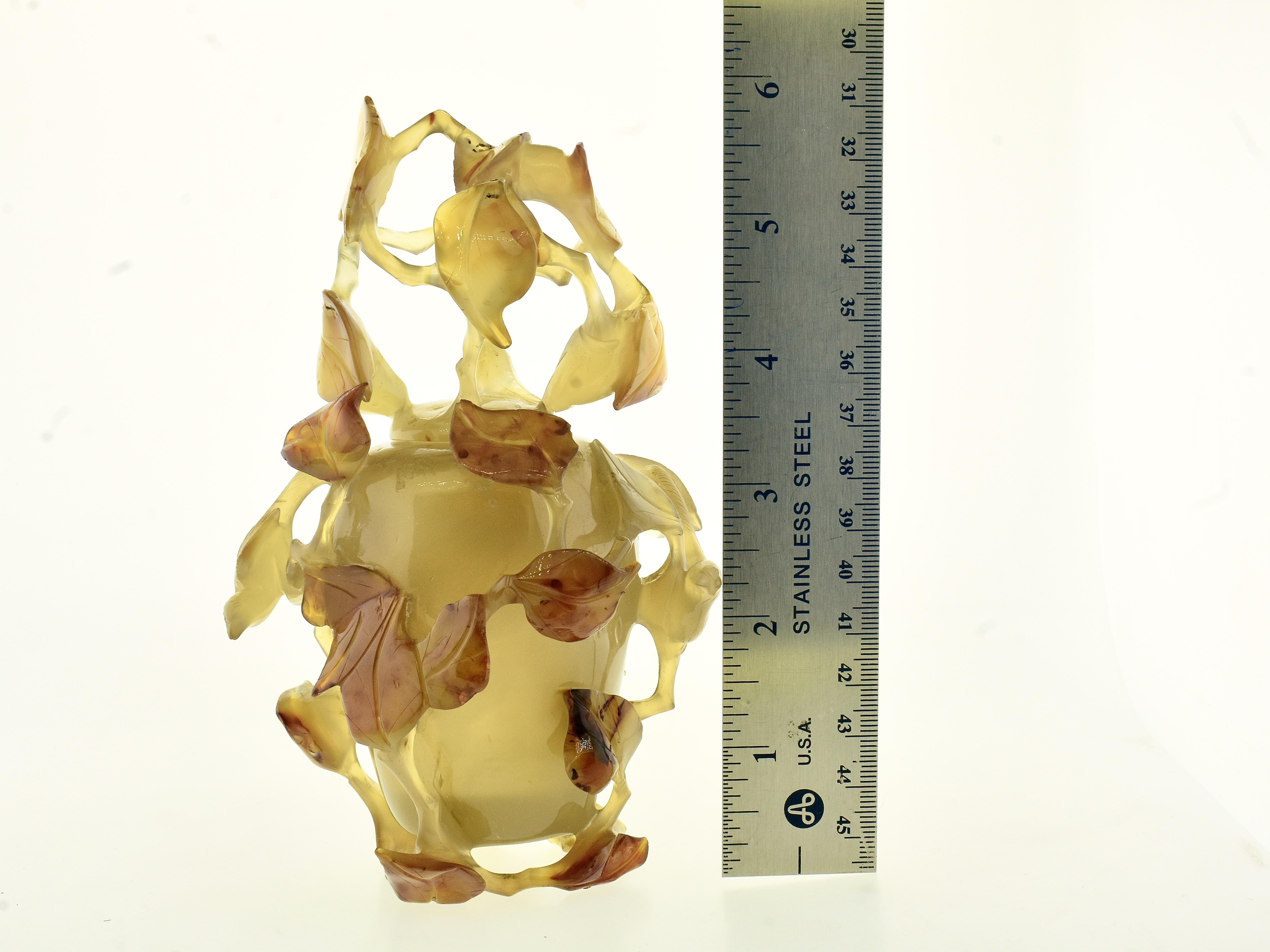 Antigua botella, jarrón o vasija china de ágata con tapa, dinastía Qing, c. 1900. en venta 3