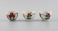 Antique Chinese Lidded Jar and Three Cups in Hand-Painted Porcelain