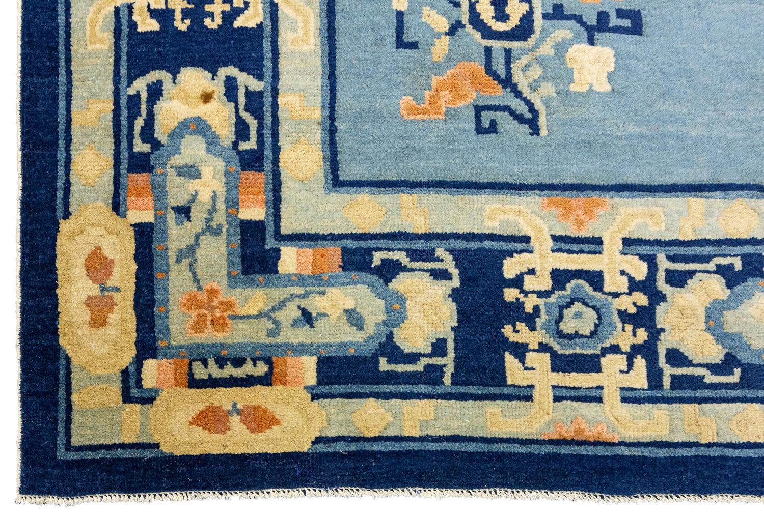 tapis chinois ancien bleu