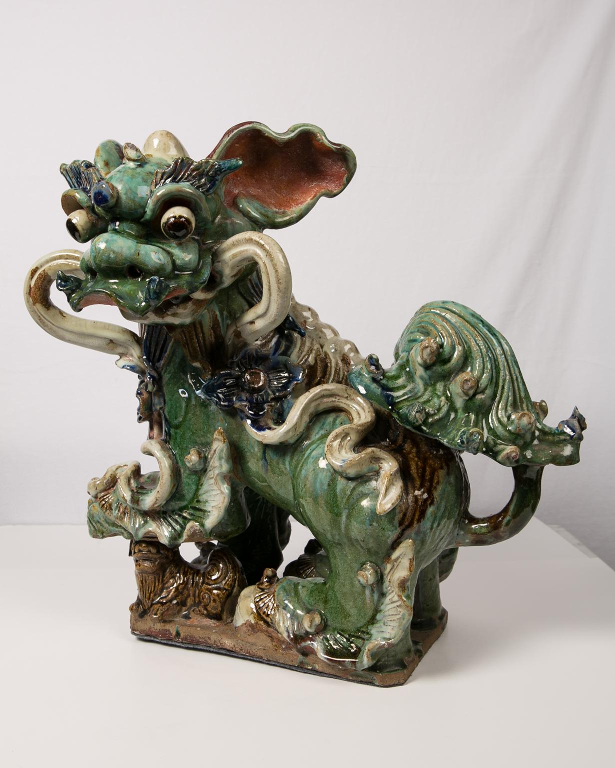 Antique Chinese Lion Dogs a Massive, Pair 5