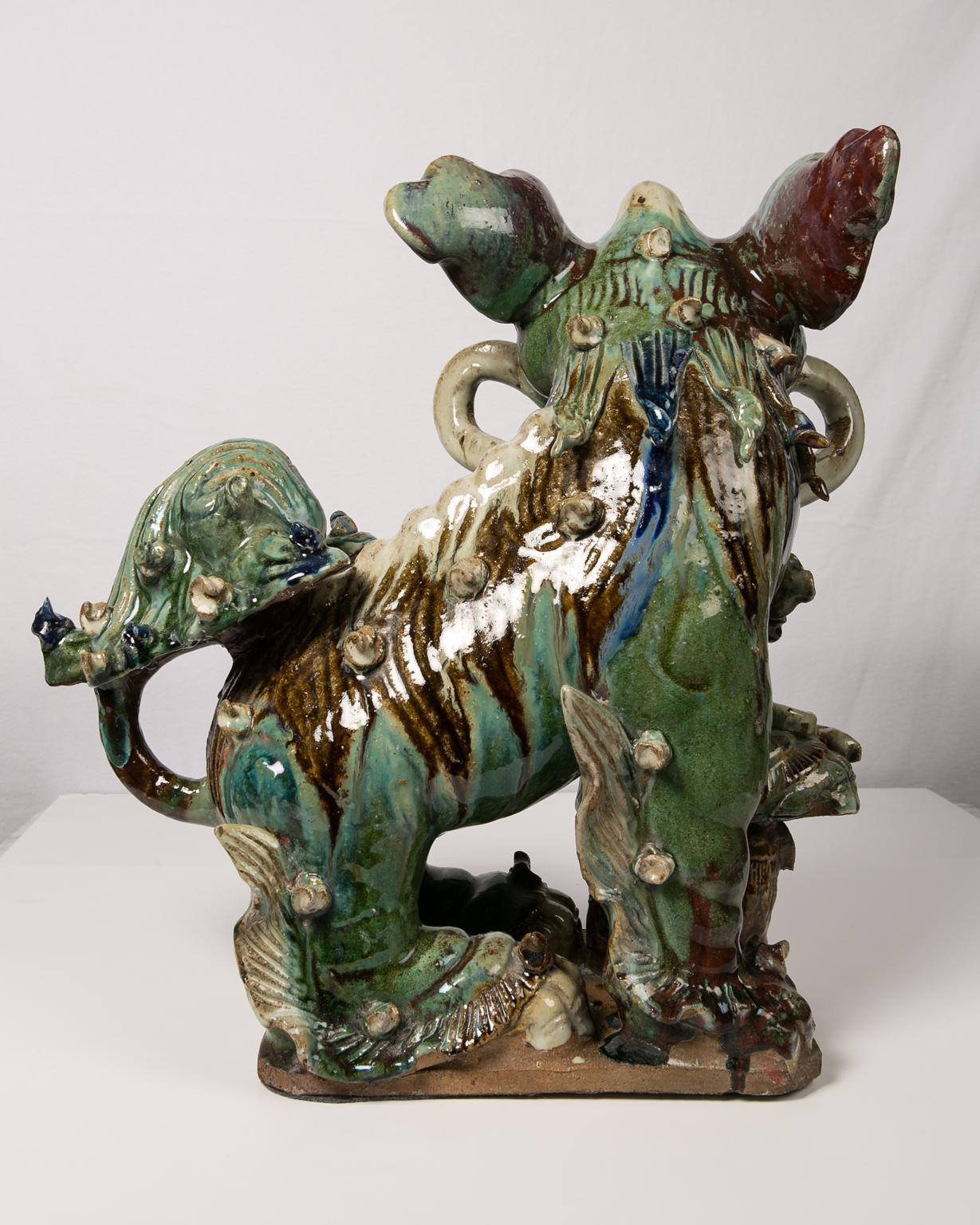 Antique Chinese Lion Dogs a Massive, Pair 7