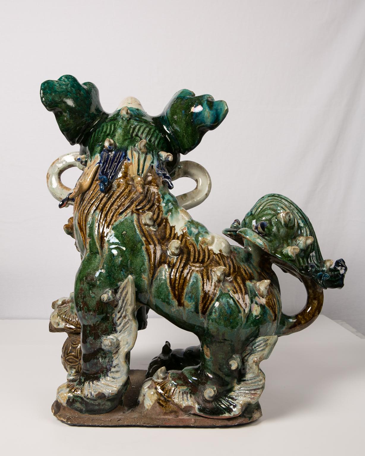 Antique Chinese Lion Dogs a Massive, Pair 12