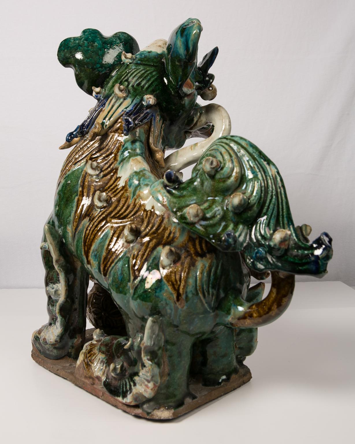 Antique Chinese Lion Dogs a Massive, Pair 13