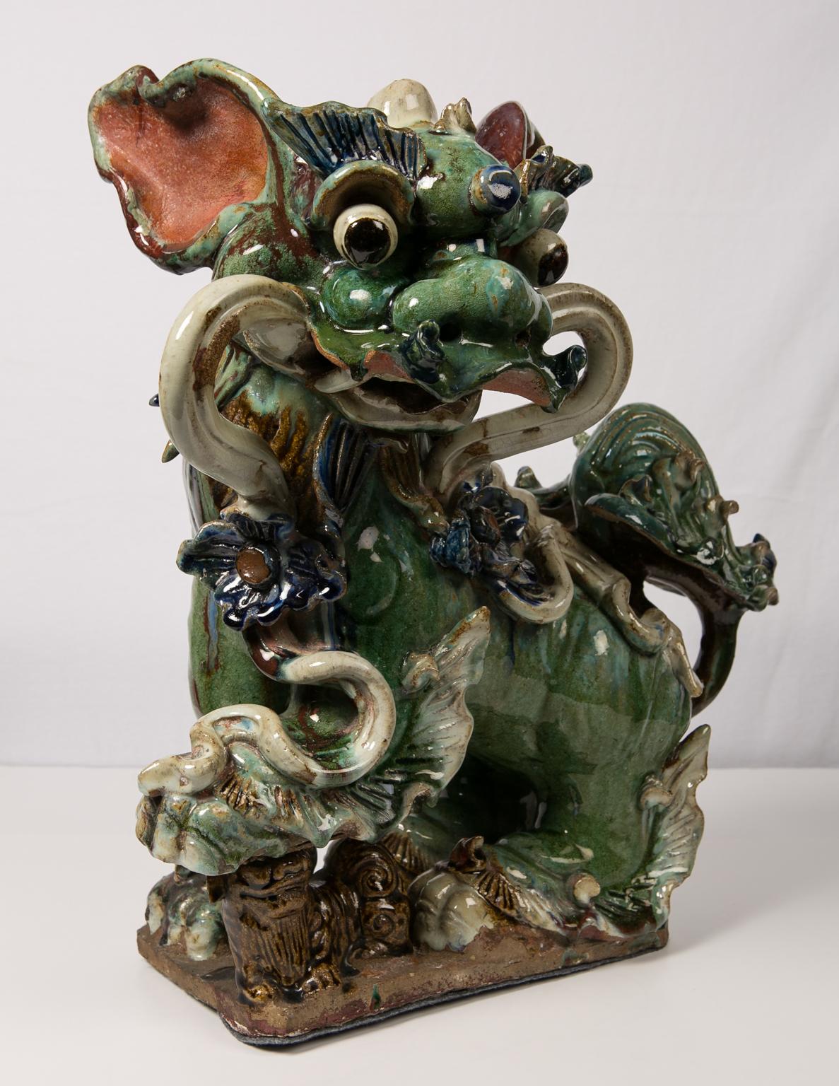 Qing Antique Chinese Lion Dogs a Massive, Pair