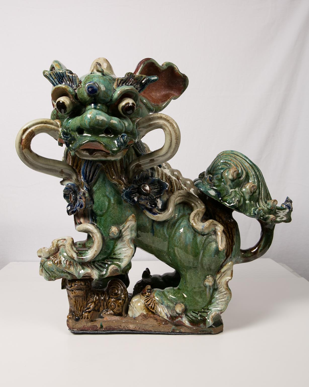 Antique Chinese Lion Dogs a Massive, Pair In Excellent Condition In Katonah, NY