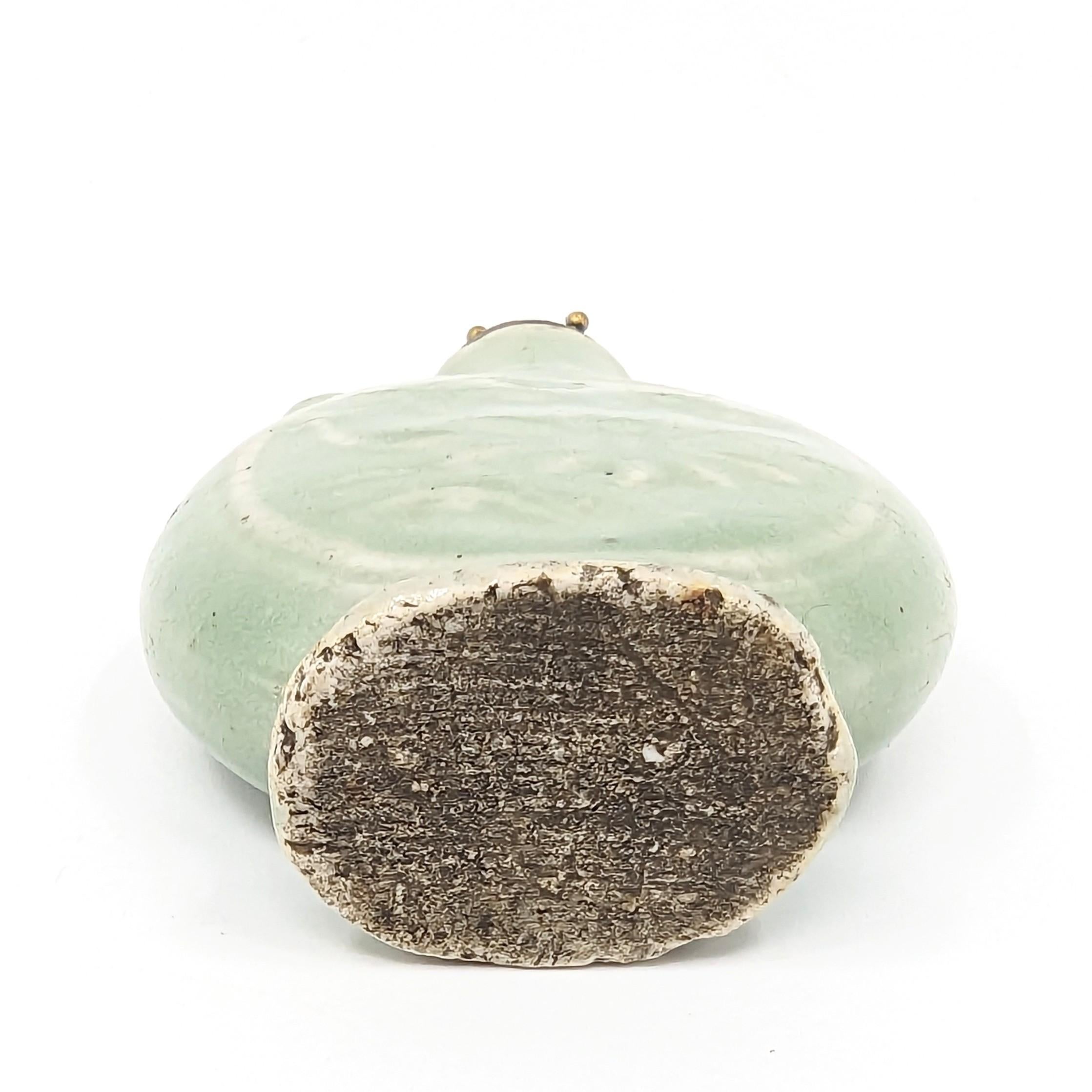 Antique Chinese Longquan Celadon Glazed Porcelain Snuff Bottle Carved 19c Qing 4