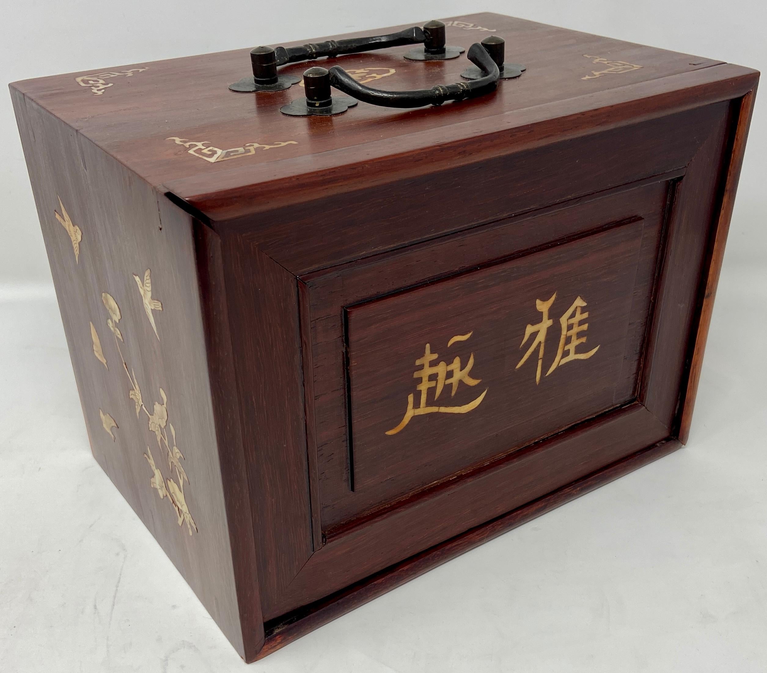 Antique Chinese Mahjong games fitted box set, circa 1920s.