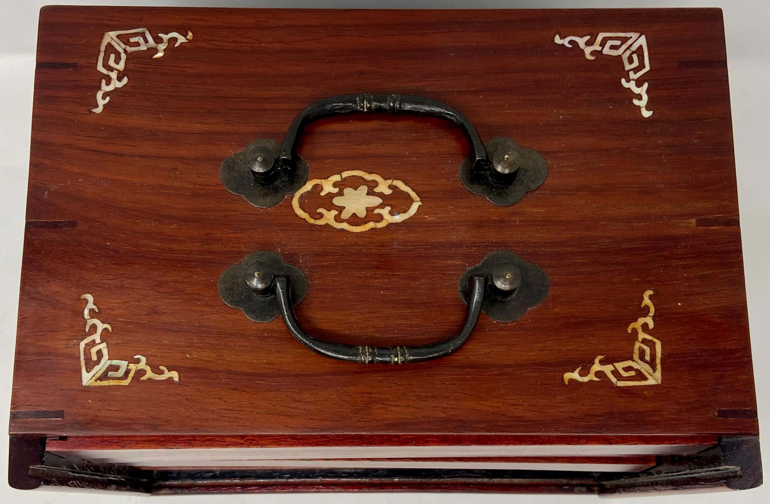 Bone Antique Chinese Mahjong Games Fitted Box Set, circa 1920s