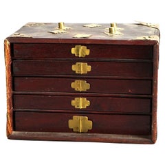 Antique Chinese Mahjong Tile Game Set with Case C1900