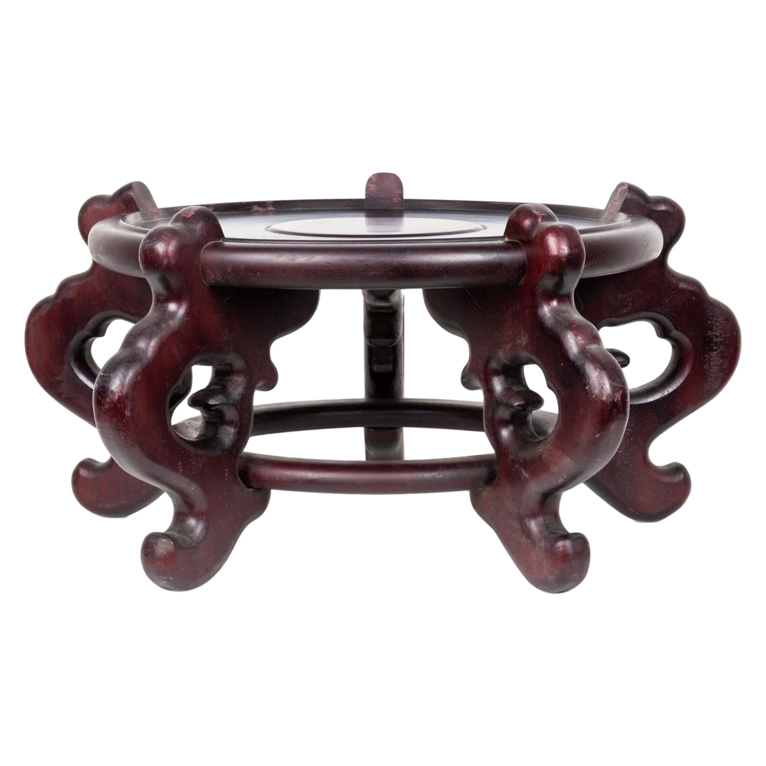 Antique Chinese Mahogany Flower Vase Base / Stand For Sale