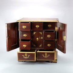 Antique Chinese Mahogany Spice Cabinet with Brass Metalwork, circa 1920