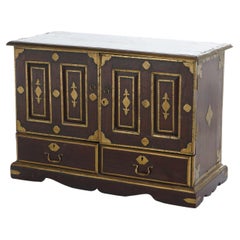 Antique Chinese Mahogany Spice Cabinet with Brass Mounts 19th C