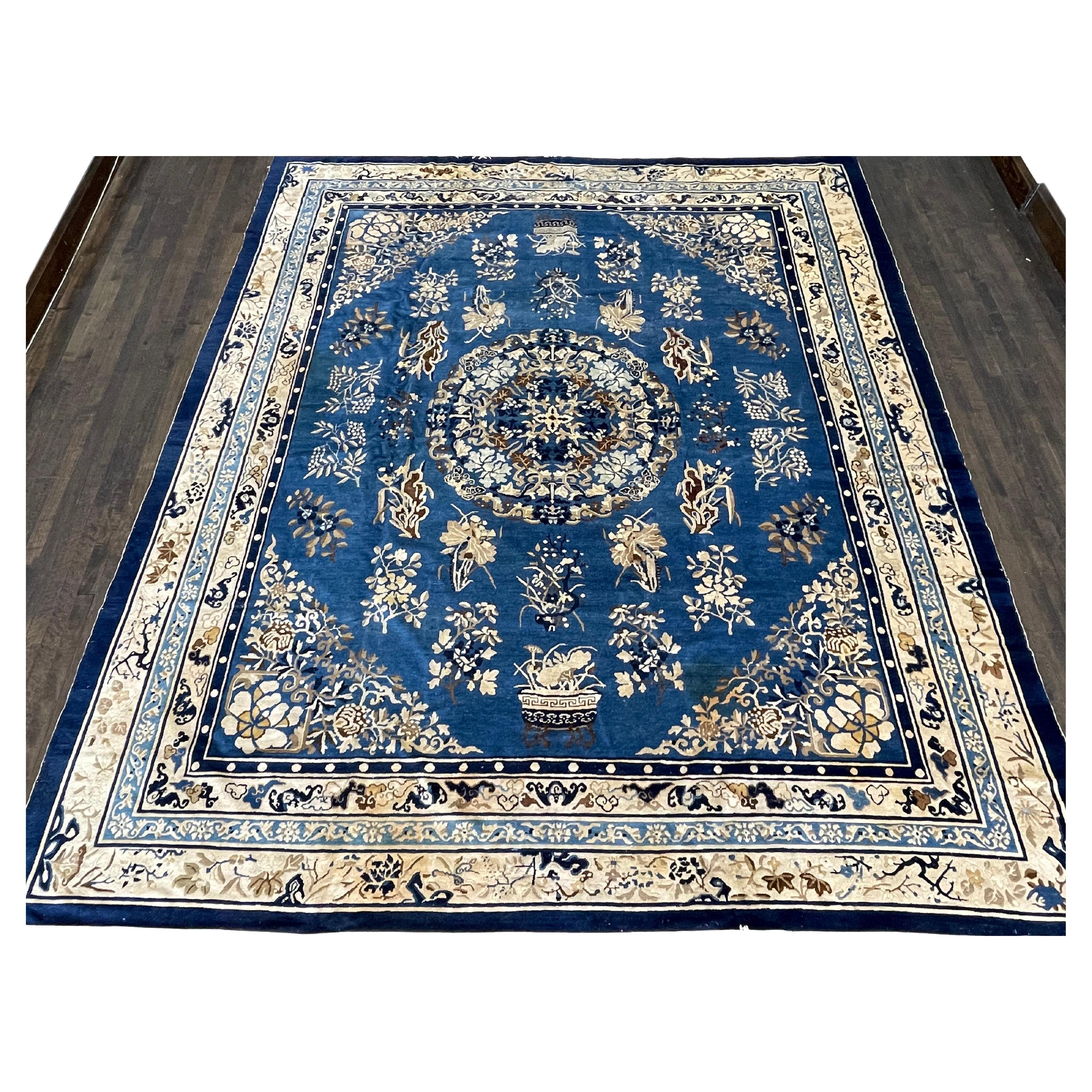 Tapis chinois ancien de style continental chinois, vers 1890